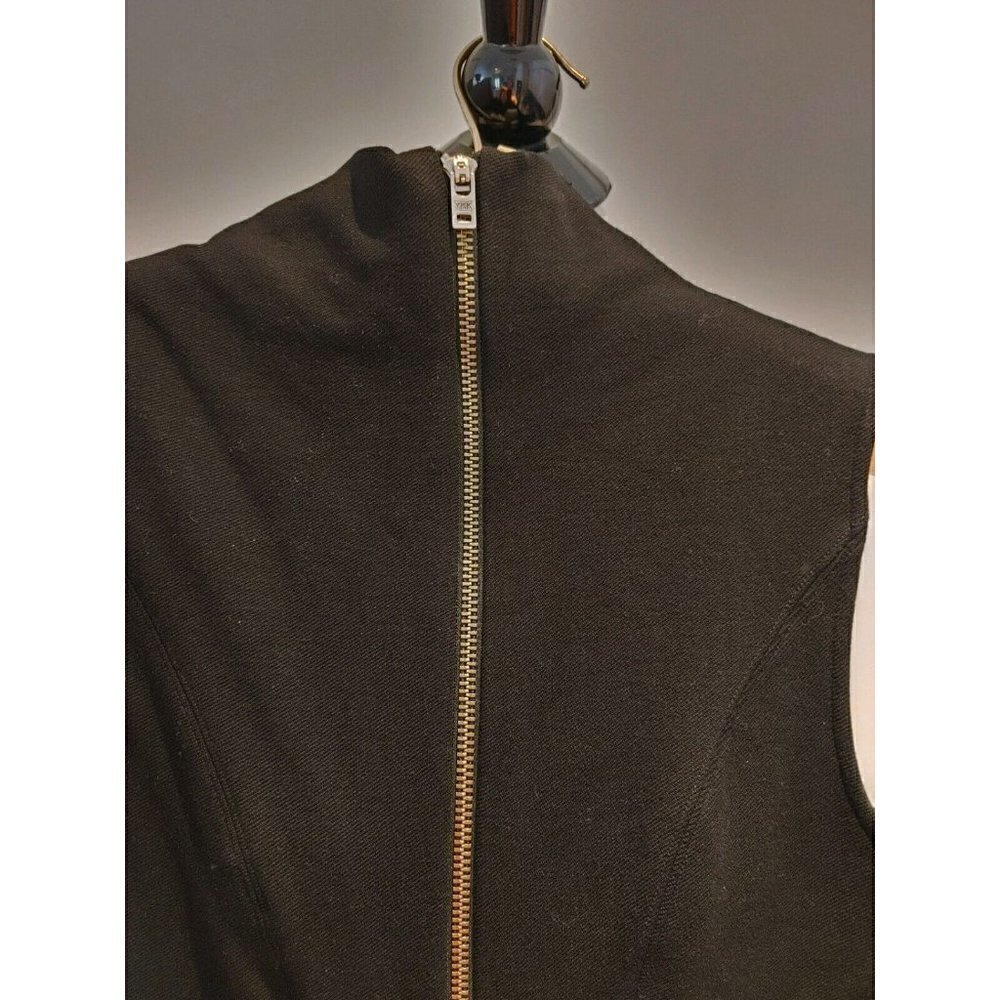HELMUT LANG Black Mini Scuba Dress Sleeveless with Asymmetrical Neckline Size S - Picture 3 of 4